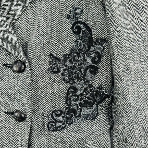 Dark Academia blazer women Lace Small Grey Coupé - Picture 3 of 12